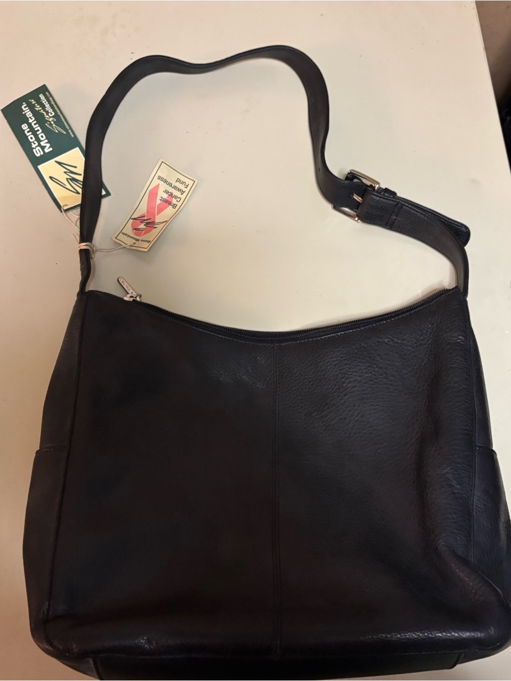 Stone Mountain black leather hobo bag -NWT